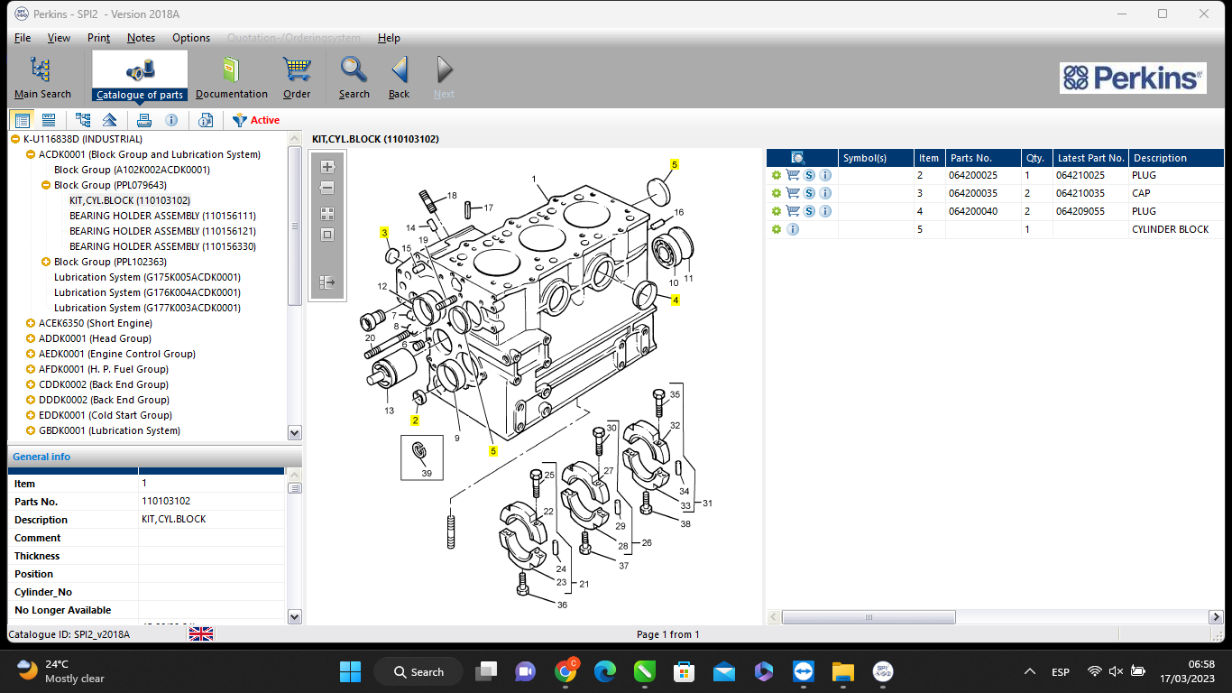 Perkins SPI2 2018A ( Parts & Service)