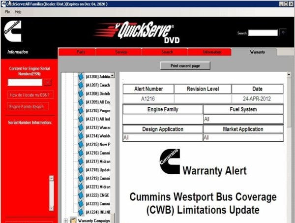 Cummins Quickserve Engines ( Parts & Manuals )